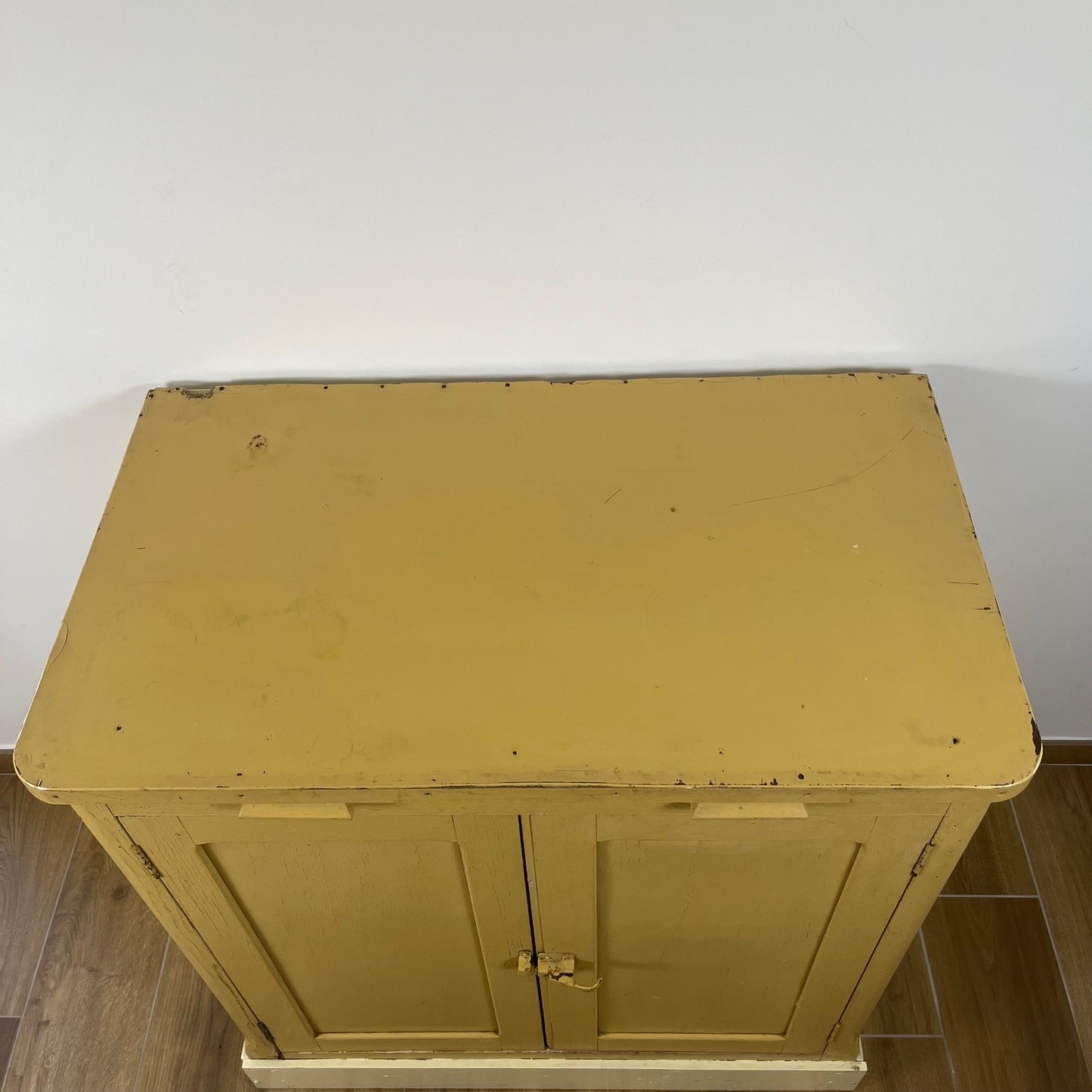Antique butter-yellow kitchen dresser, late 19th - early 20th century