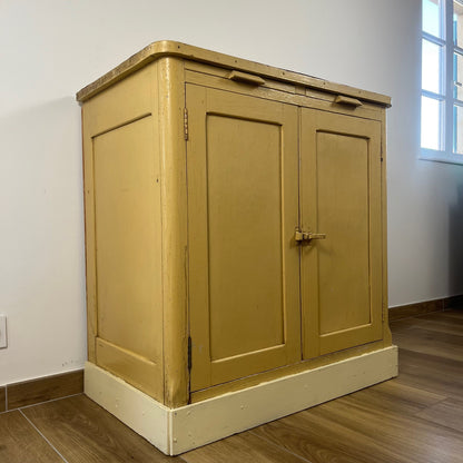 Antique butter-yellow kitchen dresser, late 19th - early 20th century