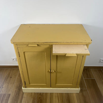 Antique butter-yellow kitchen dresser, late 19th - early 20th century