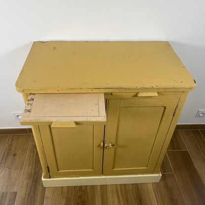 Antique butter-yellow kitchen dresser, late 19th - early 20th century