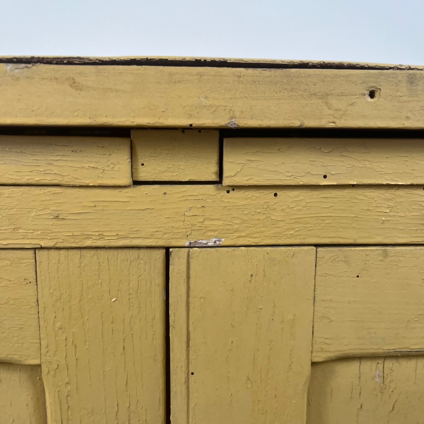 Antique butter-yellow kitchen dresser, late 19th - early 20th century