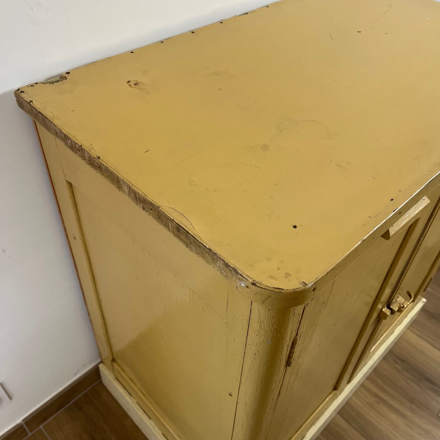 Antique butter-yellow kitchen dresser, late 19th - early 20th century