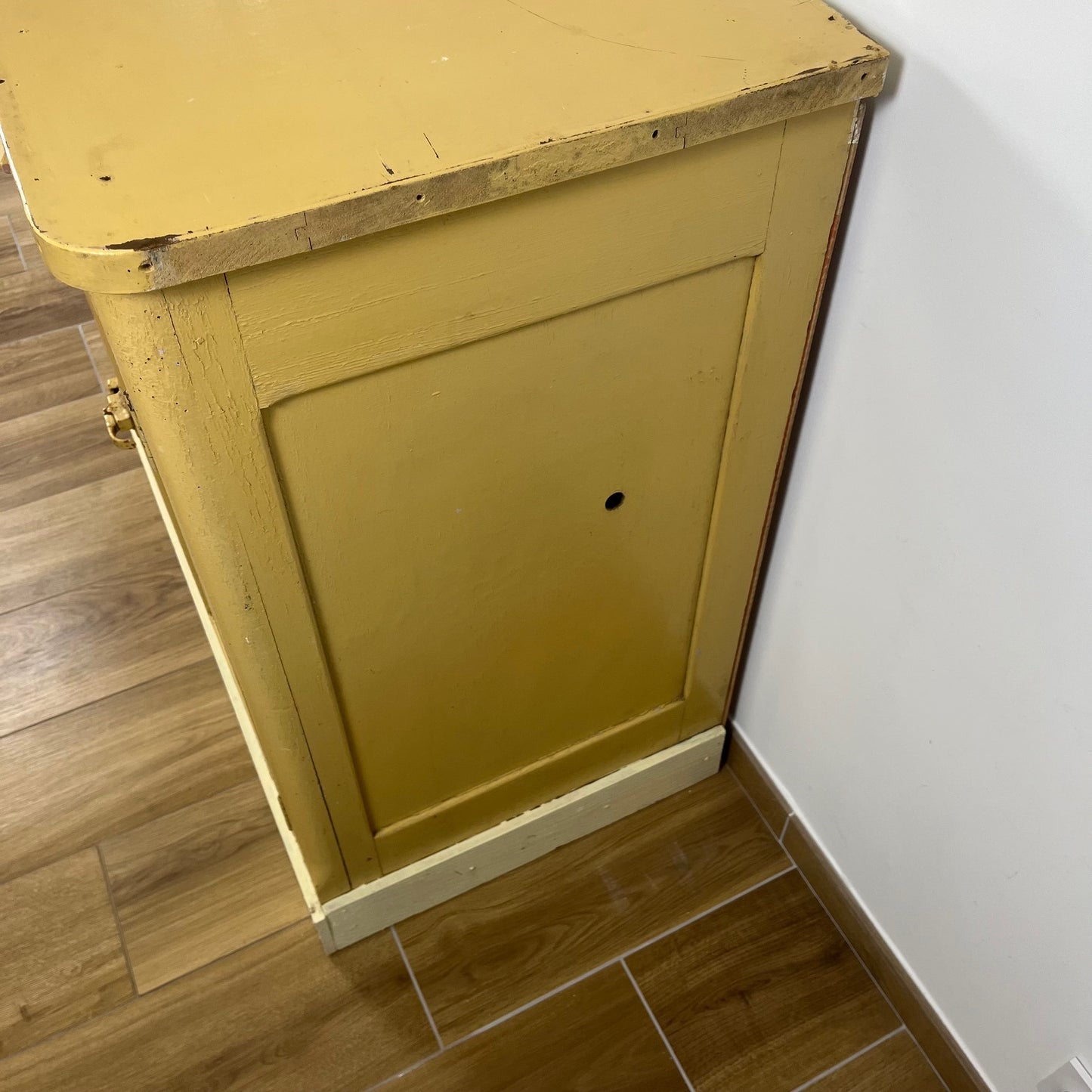Antique butter-yellow kitchen dresser, late 19th - early 20th century