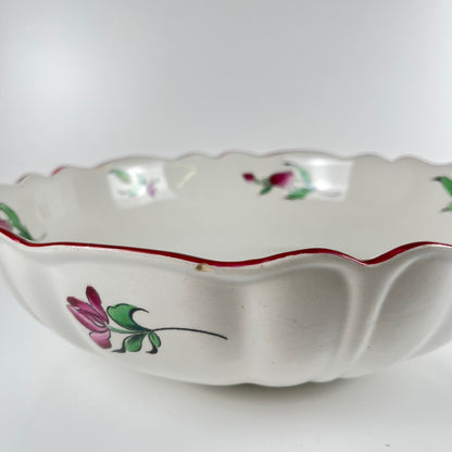Salad bowl with scalloped rim, Réverbère pattern by KG Lunéville