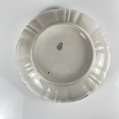 Salad bowl with scalloped rim, Réverbère pattern by KG Lunéville