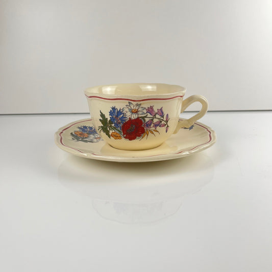 Tasse à déjeuner avec soucoupe,  "Agreste", Sarreguemines, 1960