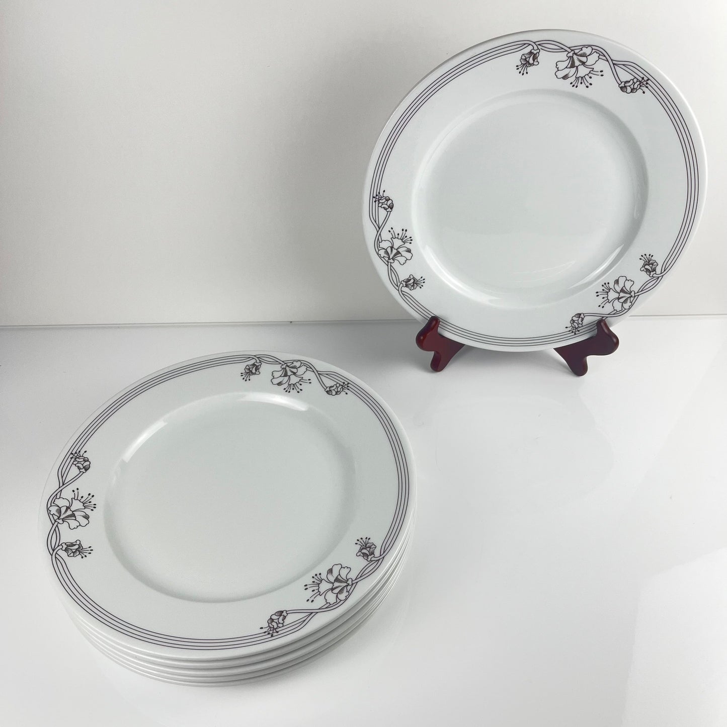 Set of 6 "Elysa" dinner plates, Sarreguemines, 1980s/90s