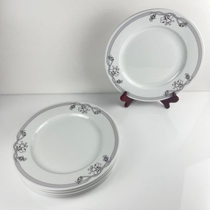 Set of 6 "Elysa" dinner plates, Sarreguemines, 1980s/90s