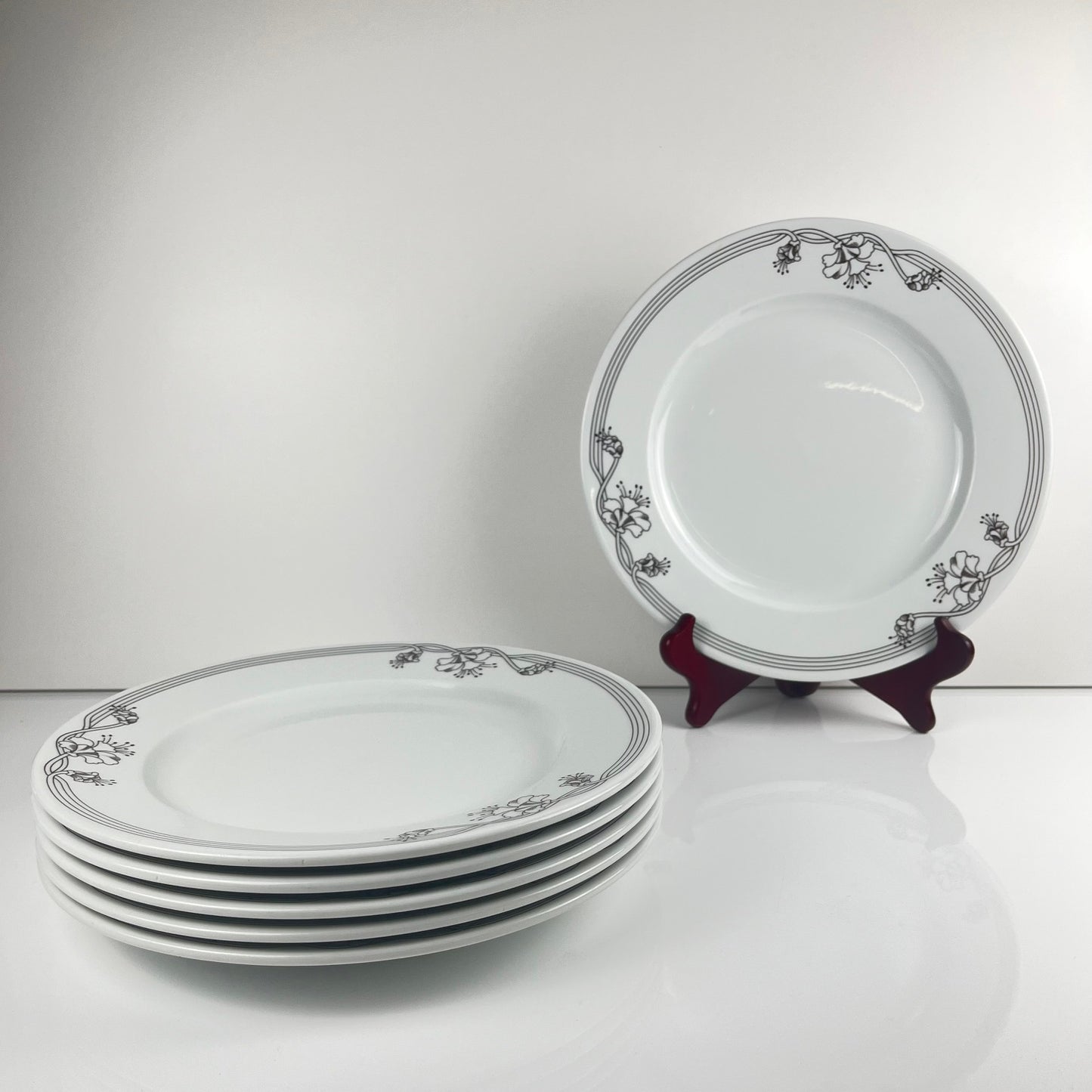 Set of 6 "Elysa" dinner plates, Sarreguemines, 1980s/90s