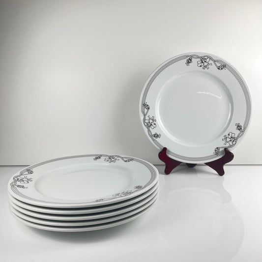 Set of 6 "Elysa" dinner plates, Sarreguemines, 1980s/90s