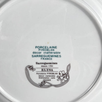 Set of 6 "Elysa" dinner plates, Sarreguemines, 1980s/90s