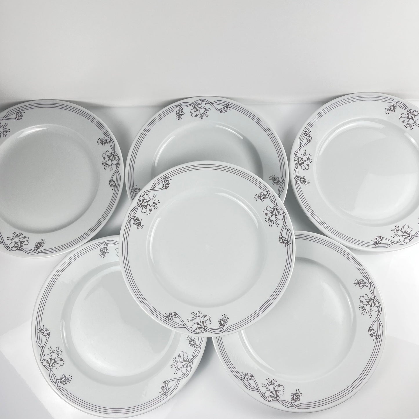 Set of 6 "Elysa" dinner plates, Sarreguemines, 1980s/90s