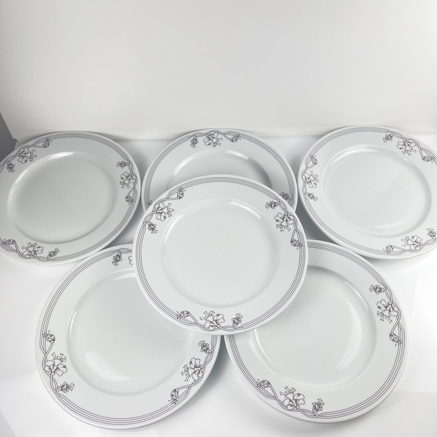 Set of 6 "Elysa" dinner plates, Sarreguemines, 1980s/90s