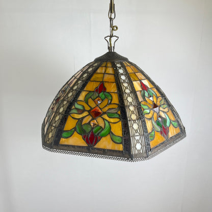 Suspension style Tiffany en vitrail – diamètre 40 cm
