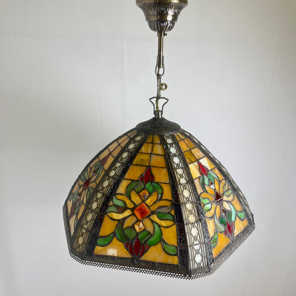 Suspension style Tiffany en vitrail – diamètre 40 cm
