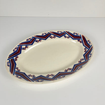 Antique "Babylone" oval platter, Badonviller, 1900