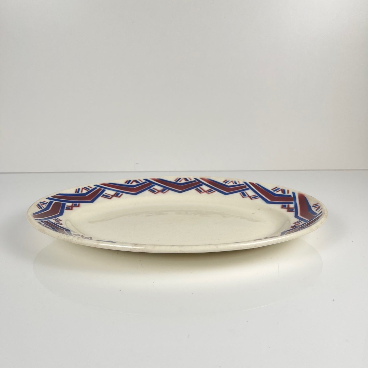 Antique "Babylone" oval platter, Badonviller, 1900