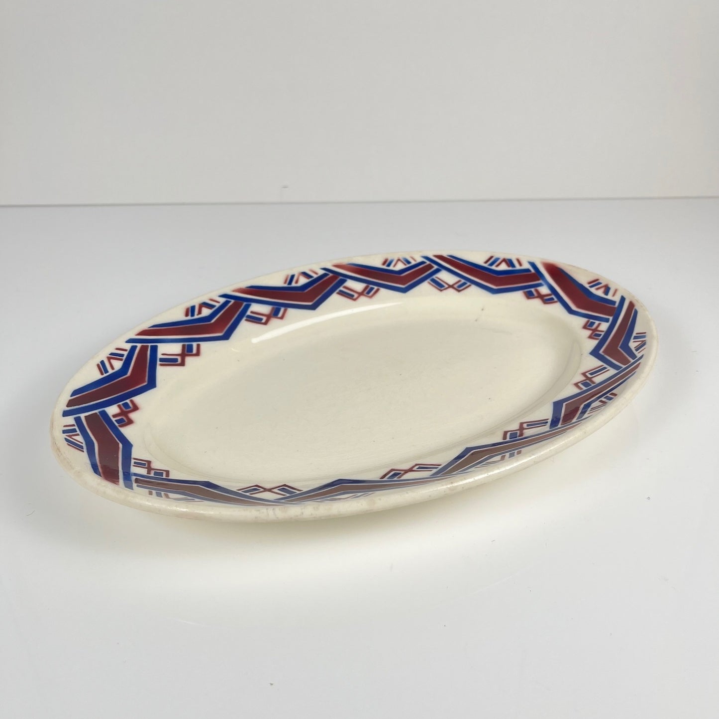 Antique "Babylone" oval platter, Badonviller, 1900
