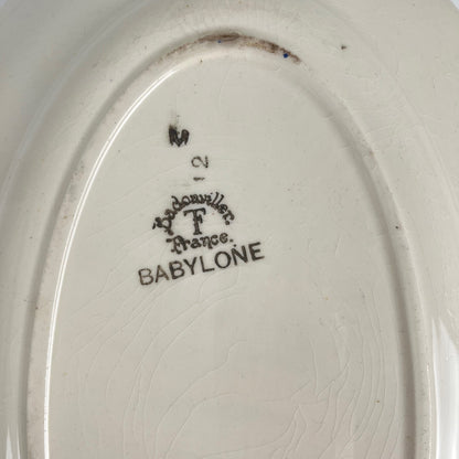 Antique "Babylone" oval platter, Badonviller, 1900