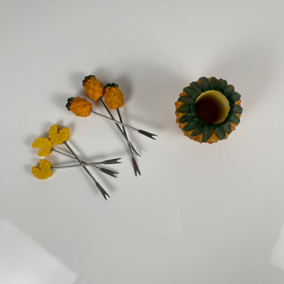 Porte pic et pic apéritif vintage en forme d'ananas, XXe