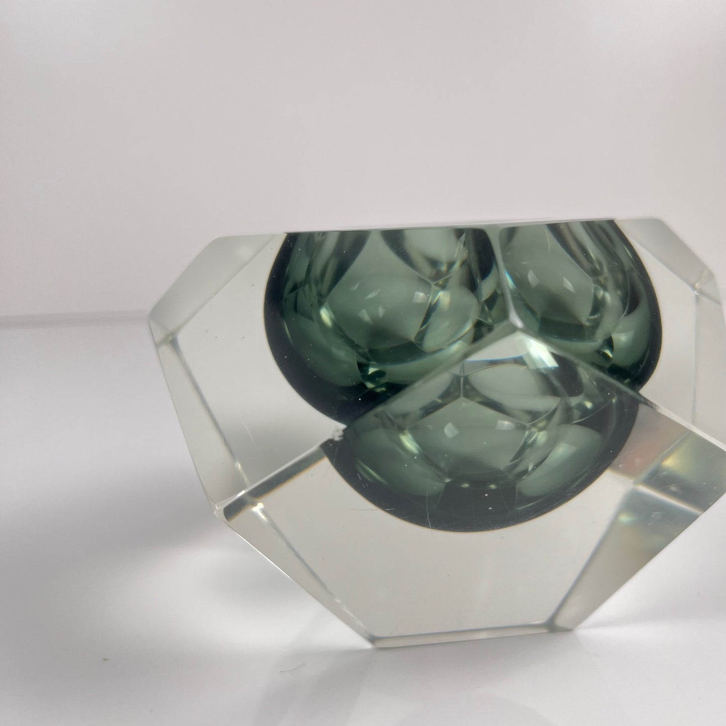 Cendrier / vide poche Sommerso en verre de Murano, forme diamant, italie, 1970
