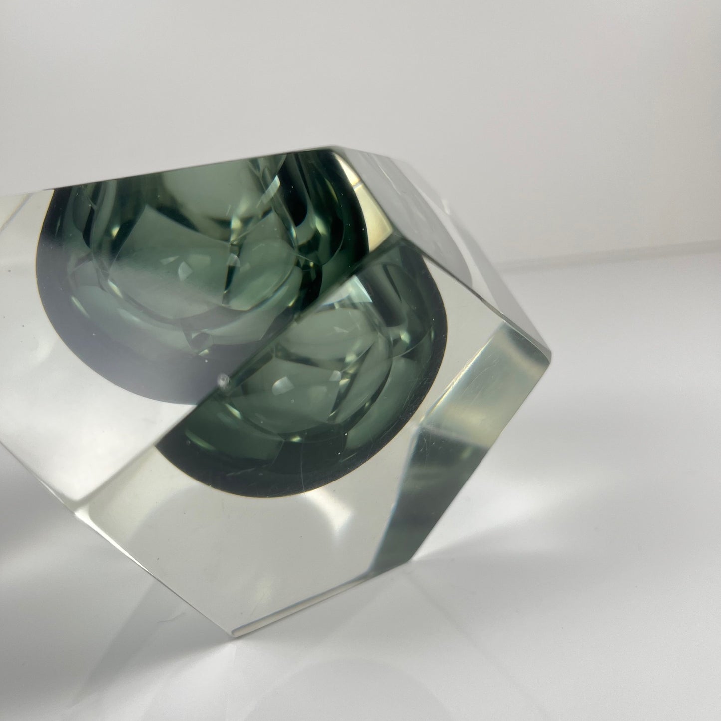 Cendrier / vide poche Sommerso en verre de Murano, forme diamant, italie, 1970