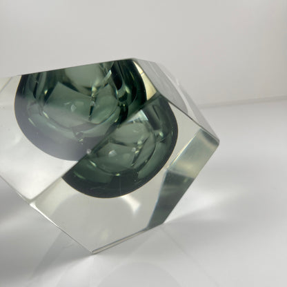 Cendrier / vide poche Sommerso en verre de Murano, forme diamant, italie, 1970