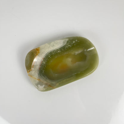 Vintage 70s green onyx ashtray - trinket dish - natural stone