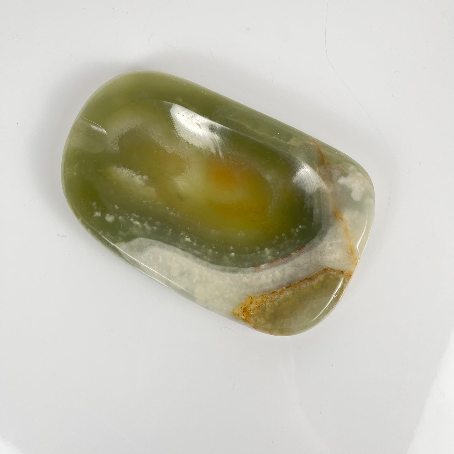 Vintage 70s green onyx ashtray - trinket dish - natural stone