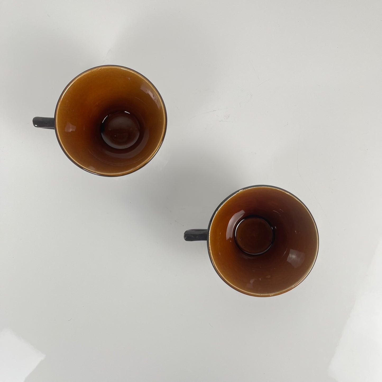 "Domino" coffee/tea cup duo, Sarreguemines, 1960