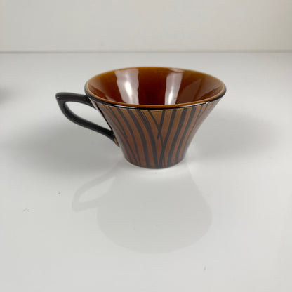 "Domino" coffee/tea cup duo, Sarreguemines, 1960