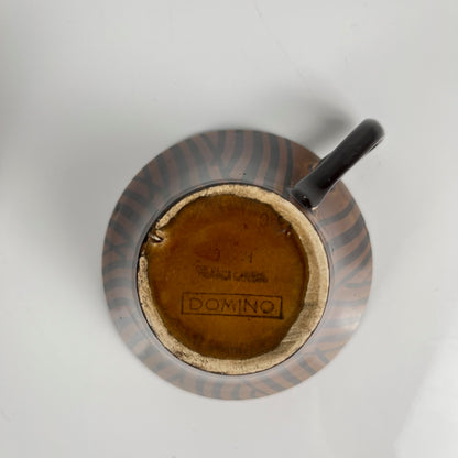 "Domino" coffee/tea cup duo, Sarreguemines, 1960