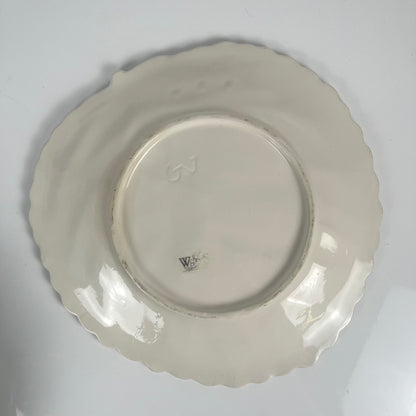 Saladier / Egouttoir barbotine en forme de feuille et fraise