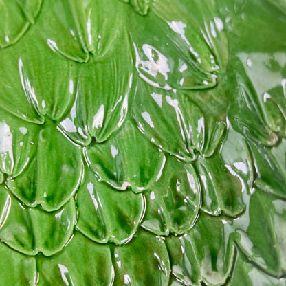 Service à salade barbotine vert feuille artichaut vintage saladier + 6 bols années 70