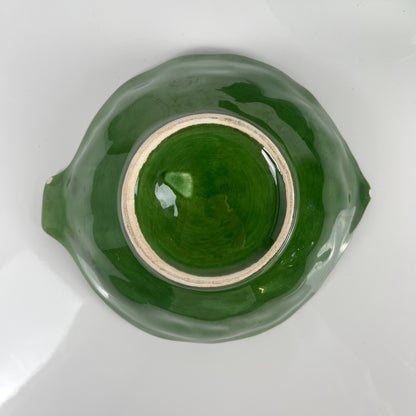Set de 3 bols barbotine vert feuille artichaut vintage années 70