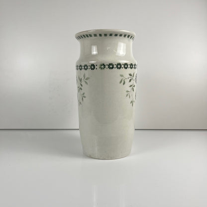 Antique earthenware pitcher, green floral decor, ironstone late 19th - early 20th century