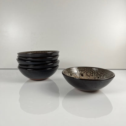 Set of 6 glazed ceramic bowls, Japandi style