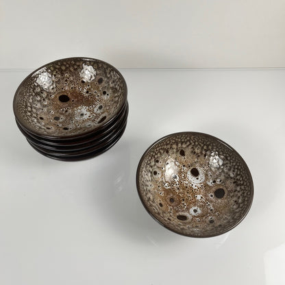 Set of 6 glazed ceramic bowls, Japandi style