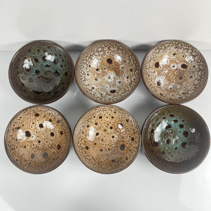 Set of 6 glazed ceramic bowls, Japandi style