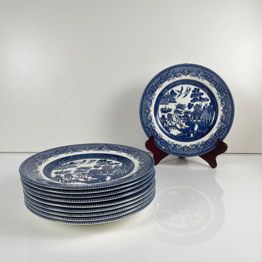 Set de 10 assiettes à dessert, motif asiatique Churchill, England 1970