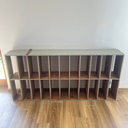 Large antique wood workshop cabinet with compartments, 20th century.
