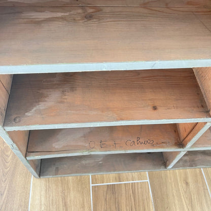 Large antique wood workshop cabinet with compartments, 20th century.
