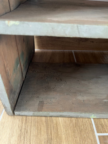 Large antique wood workshop cabinet with compartments, 20th century.
