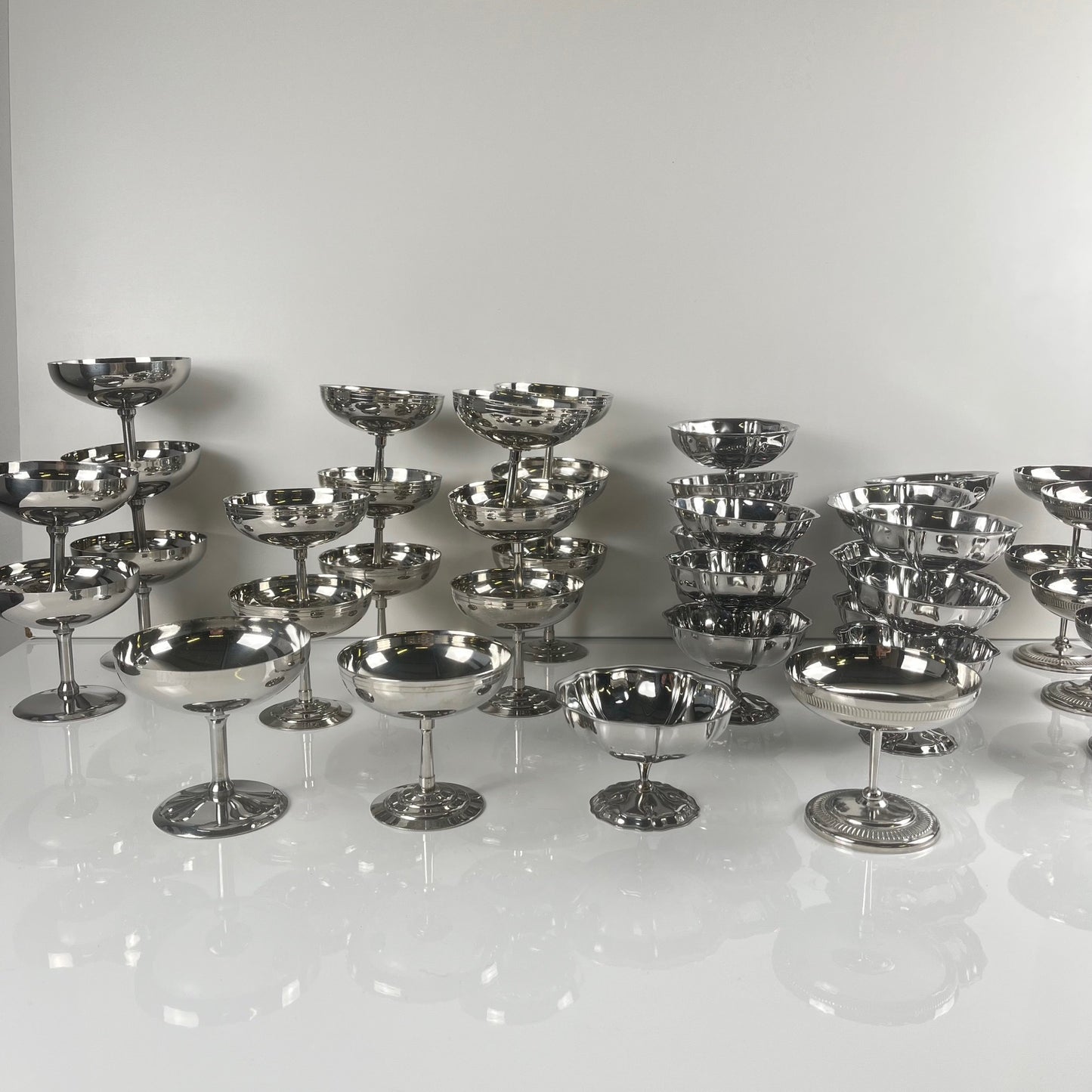 Set of 6 metal ice cream cups, 1970