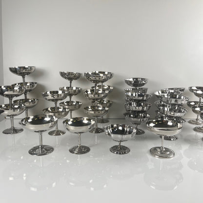 Set of 6 metal ice cream cups, 1970