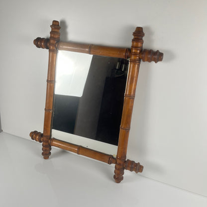 Miroir en bois tourné style bambou, vers 1900-1930