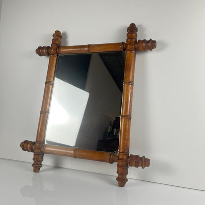 Miroir en bois tourné style bambou, vers 1900-1930
