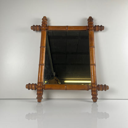 Miroir en bois tourné style bambou, vers 1900-1930
