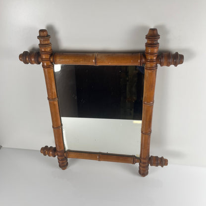 Miroir en bois tourné style bambou, vers 1900-1930
