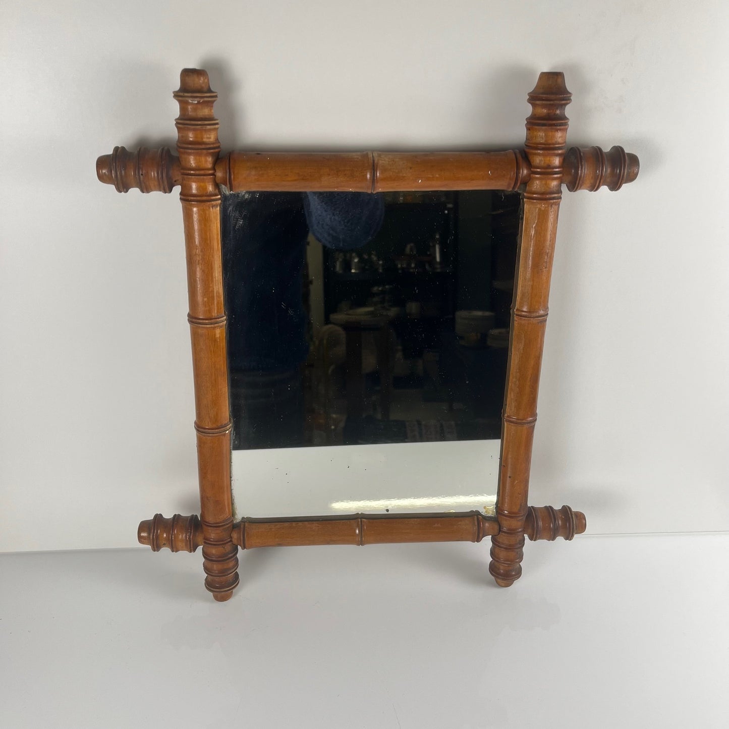 Miroir en bois tourné style bambou, vers 1900-1930